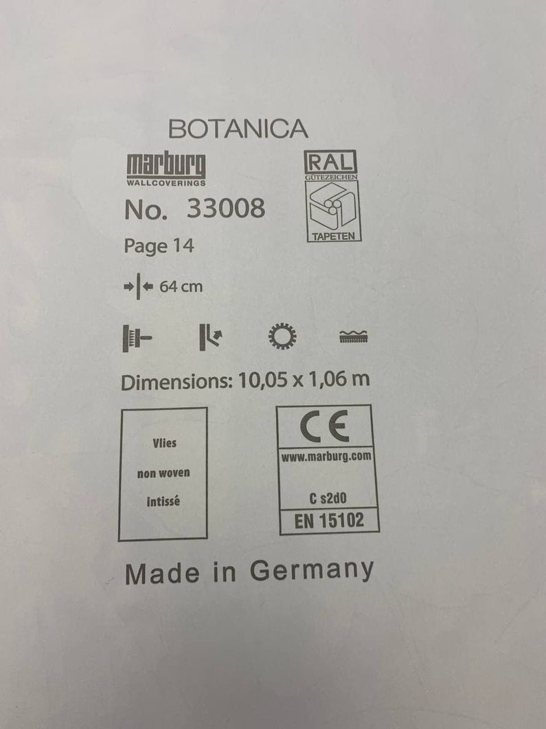 Шпалери вінілові на флізеліновій основі Marburg Botanica сірий 1,06 х 10,05м (33008)