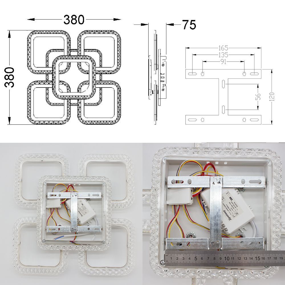 Керована світлодіодна люстра ROOM ICE 70W 6S SMART 380x380x75-WHITE-220-IP20