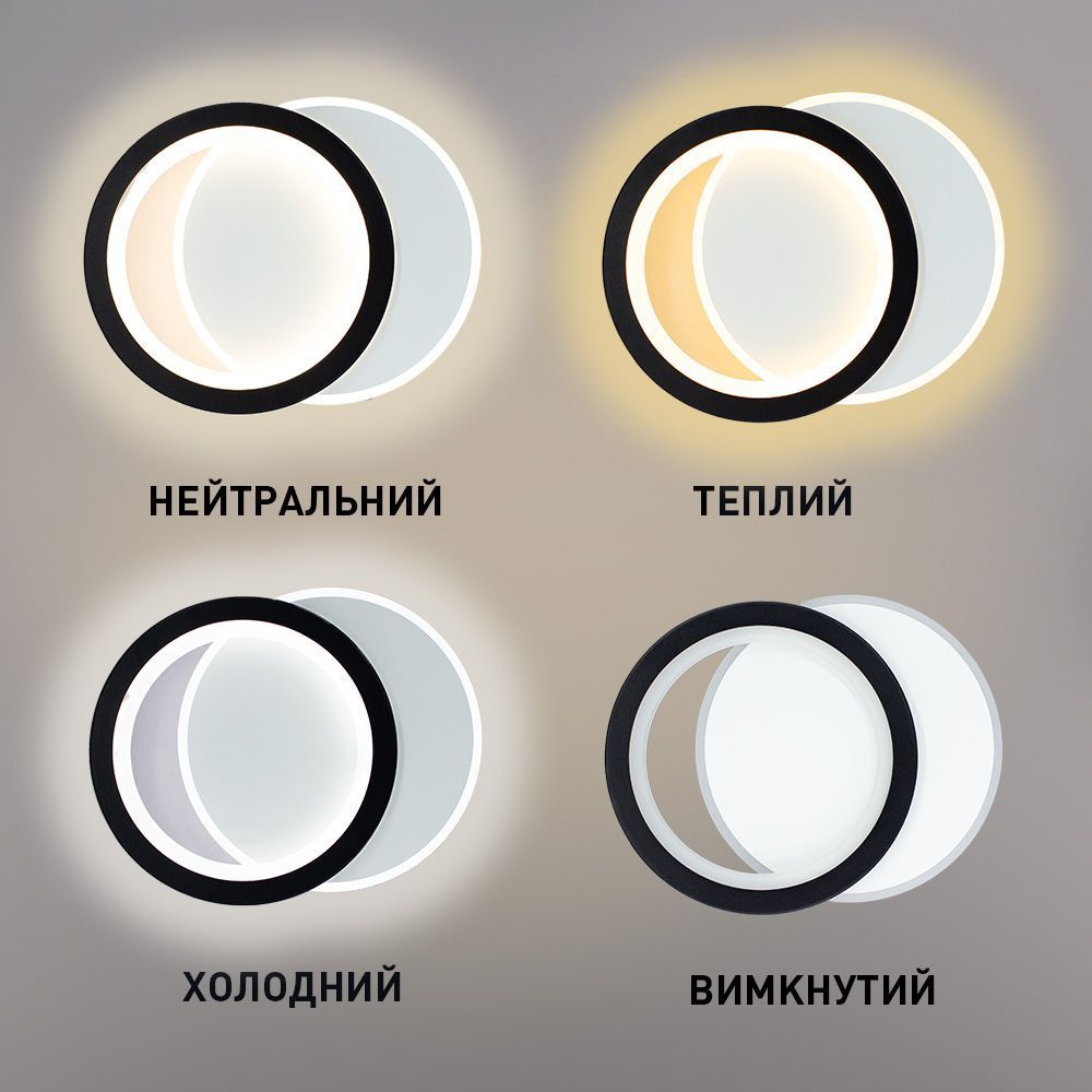 Настенно-потолочный светодиодный светильник-бра VIVA 2R 25 Вт 250&times;200&times;40 мм Черно-белый, чорний; білий