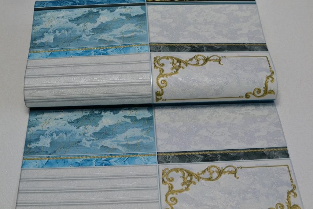 Обои виниловые на бумажной основе супер мойка Славянские обои Expromt В49,4 голубой 0,53 х 10,05м (5772-03)