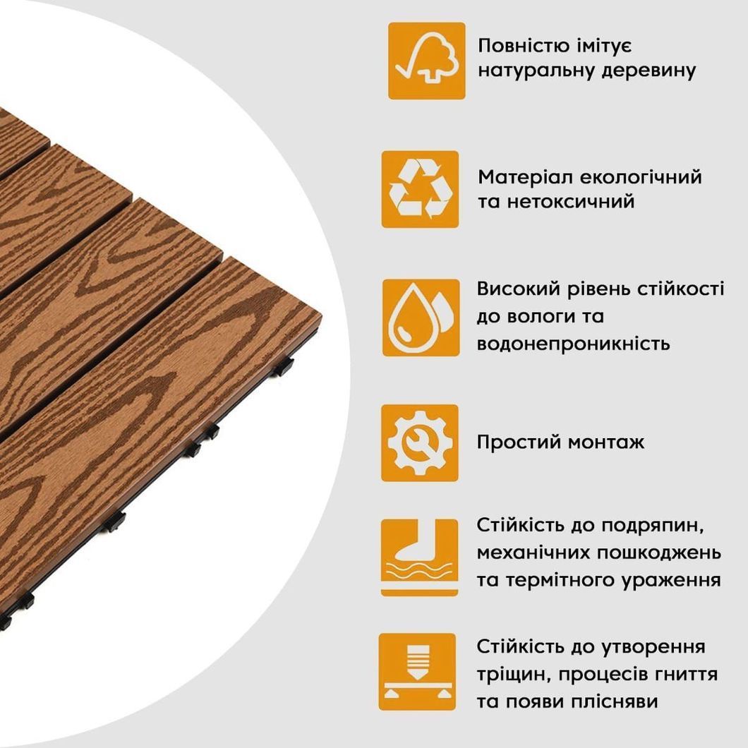 Композитная плитка WPC золотой дуб 30*30CM*2СM (D) SW-00001706