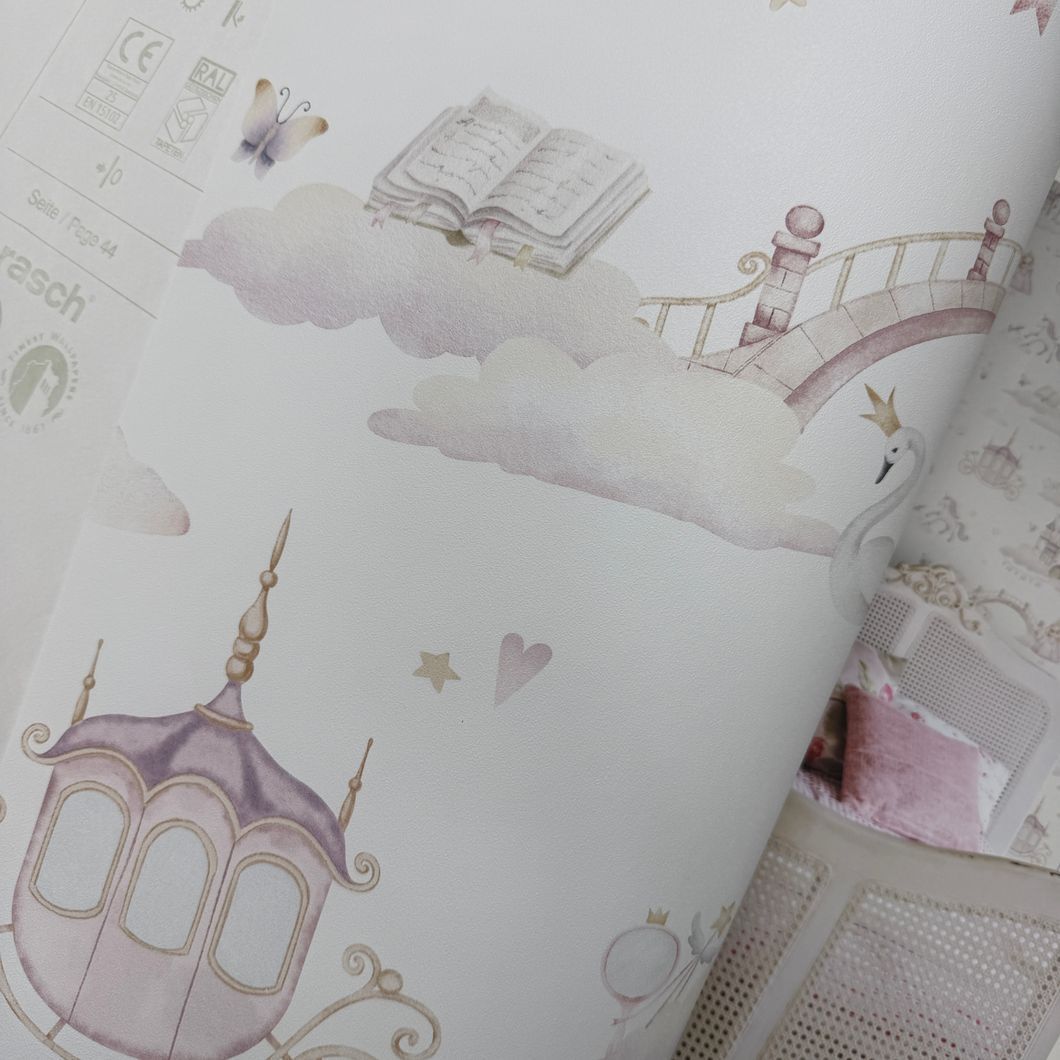 Шпалери вінілові на флізеліновій основі рожеві Rasch Kids' World 2 0,53 х 10,05м (302721)
