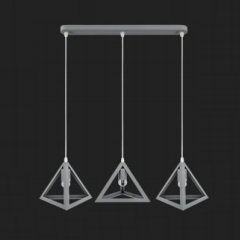 Люстра подвесная серая металлическая треугольник 3 лампы (GLD-18272/3 GREY), Серый, Серый