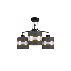 Люстра 3 лампы чёрная в гостиную, спальню плафоны текстиль (8846-3), Черный, Черный