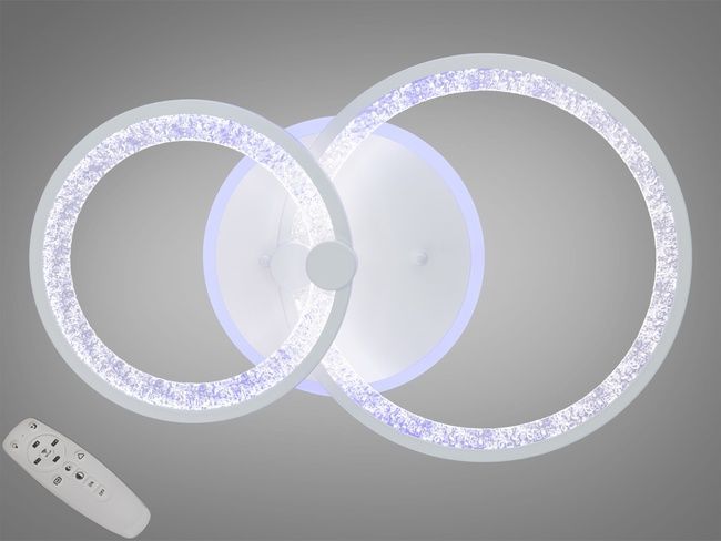 LED люстра з пультом, диммером і кольоровою підсвіткою, 55W, біла