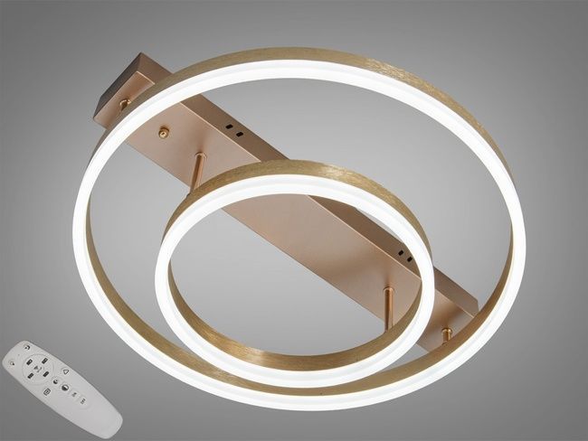Стельова LED люстра чорна 60W пульт димер 2 кільця