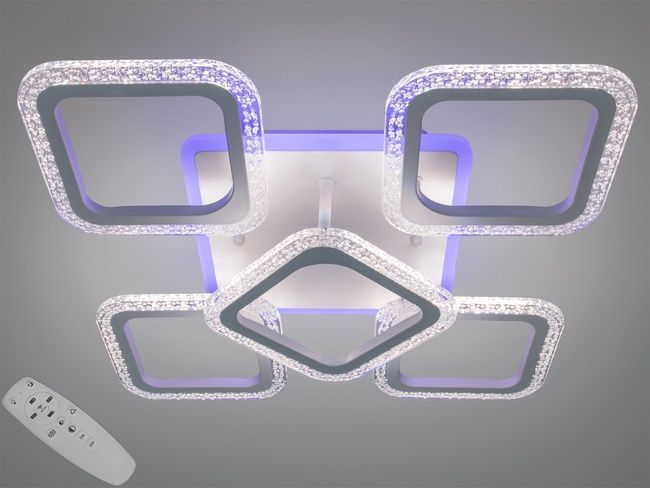 Стельова LED люстра біла 70W пульт димер 5 модулів