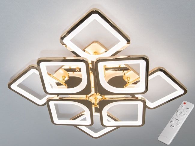 Світлодіодна люстра смарт світильник з пультом dimmer, 115Вт, золото