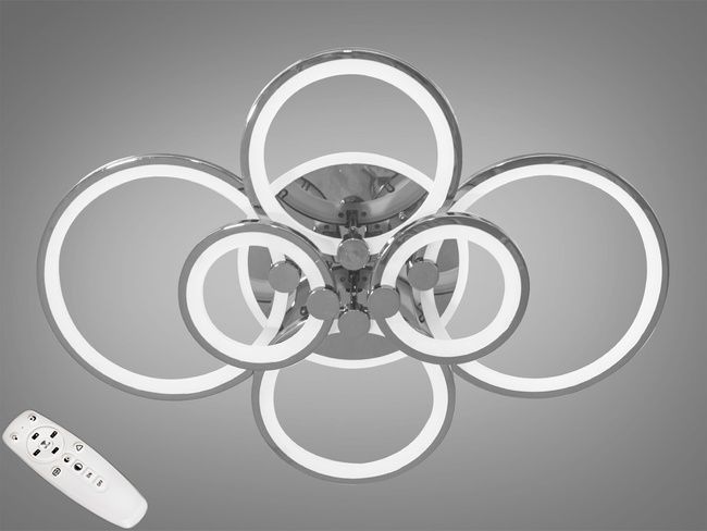 LED-люстра з диммером і кольоровою підсвіткою, колір хром, 135W