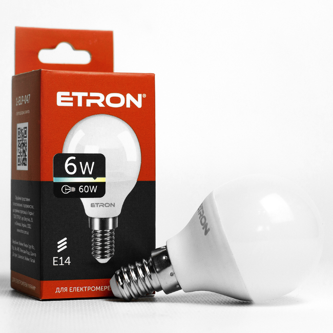 Світлодіодна лампа LED лампа ETRON Power Light 1-ELP-048 G45 6W 3000K 220V E14