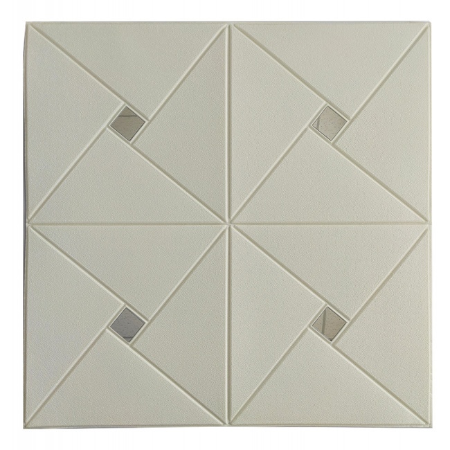 Панель стеновая самоклеящаяся декоративная 3D плитка белая зеркало 700х700х6.5мм (172), Белый, Белый