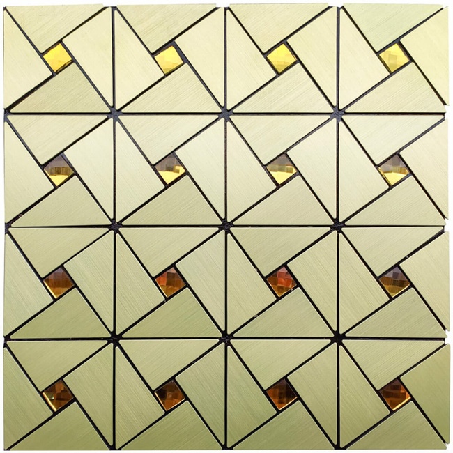 Самоклеюча алюмінієва плитка зелене золото мозаїка зі стразами 300Х300Х3ММ (1172), Зелений, Зелений