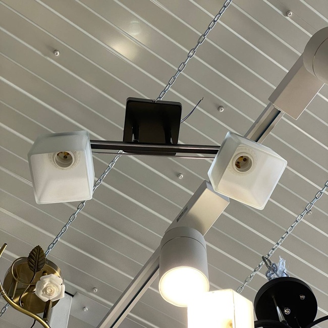 Люстра 2 лампи білі у вітальню, спальню в класичному стилі (N1373/2), Черный, Чорний-хром