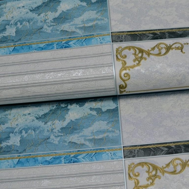 Обои виниловые на бумажной основе супер мойка Славянские обои Expromt В49,4 голубой 0,53 х 10,05м (5772-03)