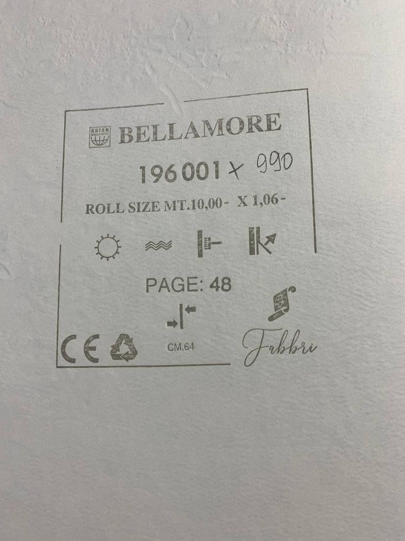 Шпалери вінілові на флізеліновій основі Wiganford Bellamore молочний 1,06 х 10,05м (196001)