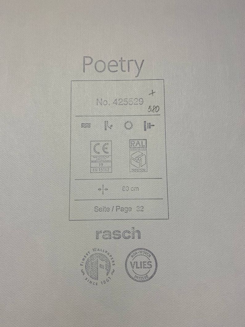 Обои виниловые на флизелиновой основе Rasch Poetry серый 0,53 х 10,05м (425529)