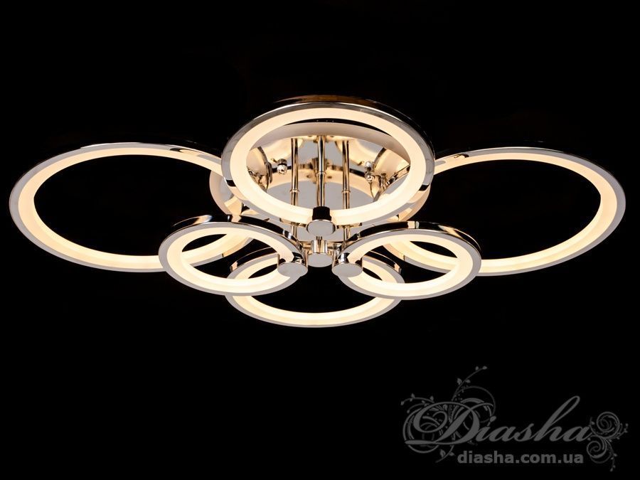 LED-люстра с диммером и цветной подсветкой, цвет хром, 135W
