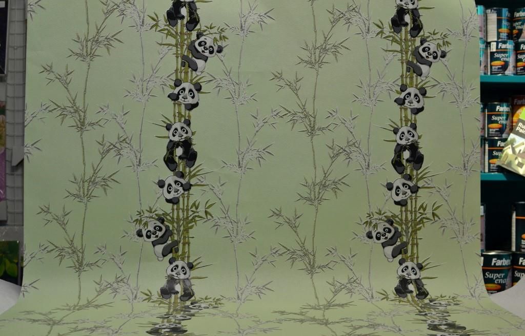 Шпалери вінілові на флізеліновій основі Панди декор зелений 1,06 х 10,05м (ДХН-1427/2)