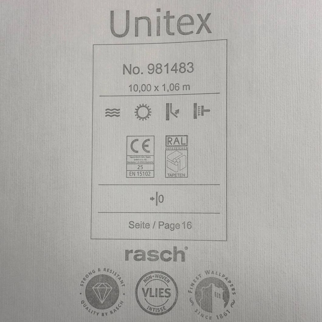 Обои виниловые на флизелиновой основе Rasch Unitex зеленые 1,06 х 10,05м (981483)