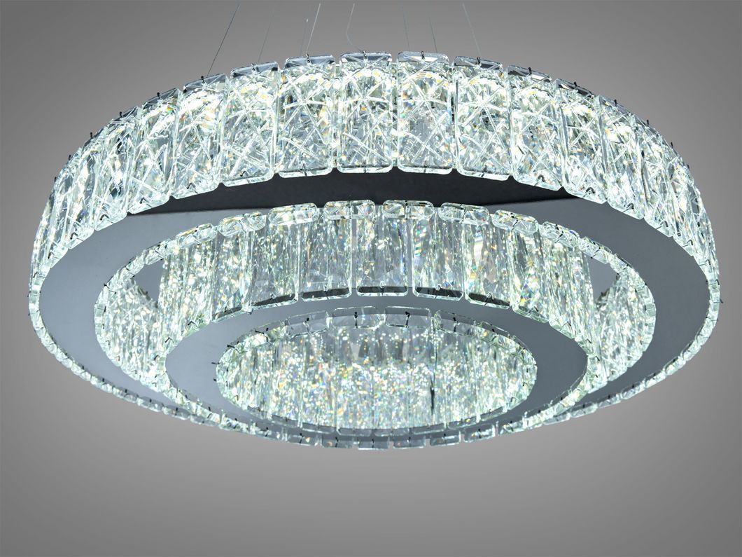 Підвісна кришталева люстра LED хром 82Вт 4510 Лм