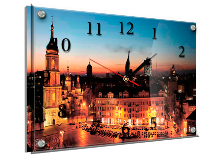 Годинник-картина під склом Нічне місто 30 см x 40 см (3845 - К267)