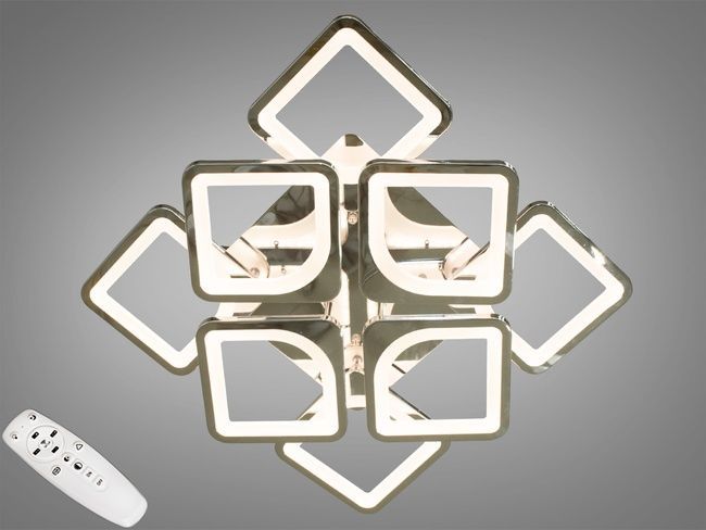 Світлодіодна люстра смарт світильник з пультом dimmer, 115Вт, хром