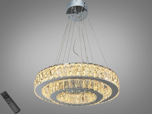 Підвісна кришталева люстра LED хром 82Вт 4510 Лм