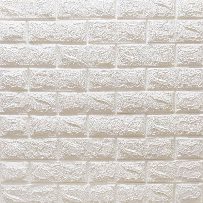 Панель стеновая самоклеющаяся декоративная 3D под кирпич Белый Матовый 700x770x7мм (001-7M), Белый, Белый