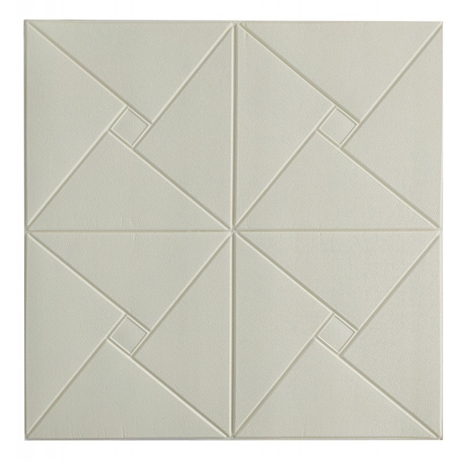 Панель стеновая самоклеящаяся декоративная 3D плитка белая оригами 700х700х6.5мм (173), Белый, Белый