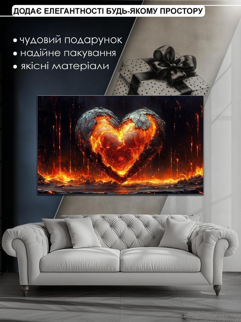 Картина на холсті МАKO " Серце з лави " 60x100 см MK10524