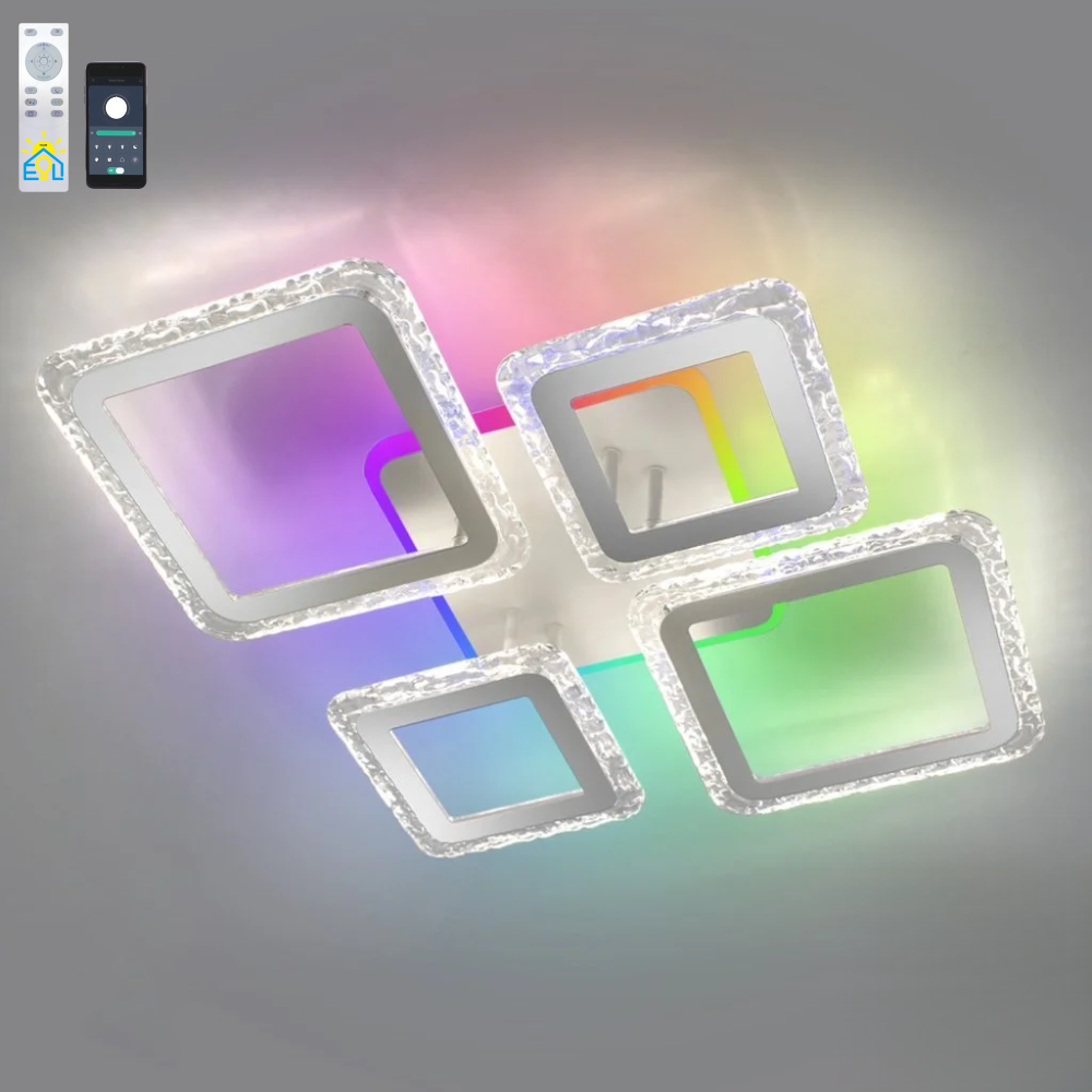 Смарт люстра керована світлодіодна OVAL ICE RGB 5S 75 Вт 725x500x93 мм Біла, прозорий; білий