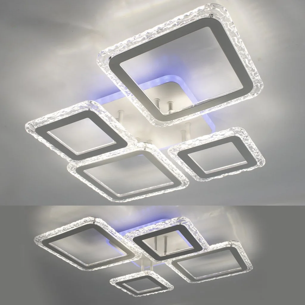 Смарт люстра керована світлодіодна OVAL ICE RGB 5S 75 Вт 725x500x93 мм Біла, прозорий; білий