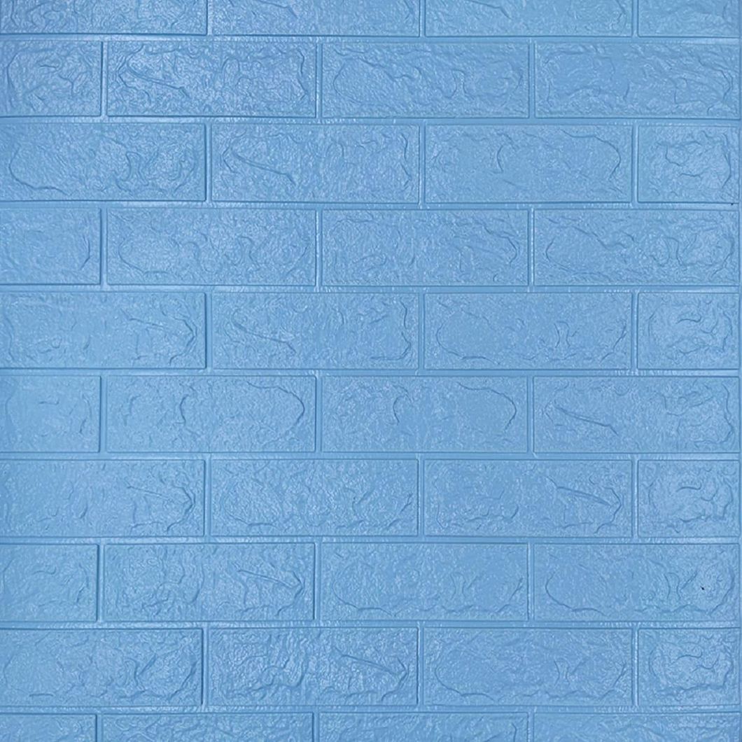 Панель стеновая самоклеющаяся декоративная 3D под голубой кирпич 700x770x3мм (005-3), Голубой, Голубой