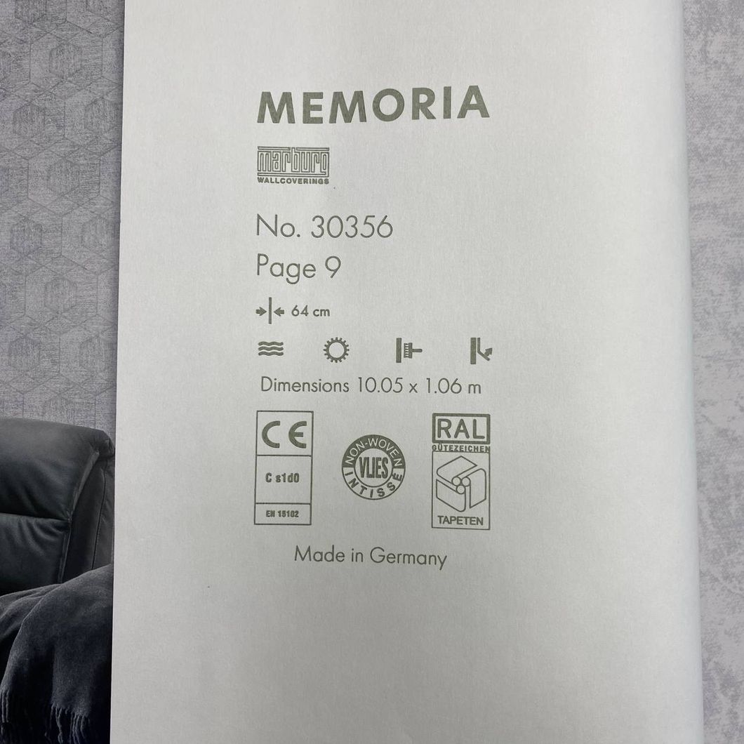 Обои виниловые на флизелиновой основе Серые Memoria 1,06 х 10,05м (30356)
