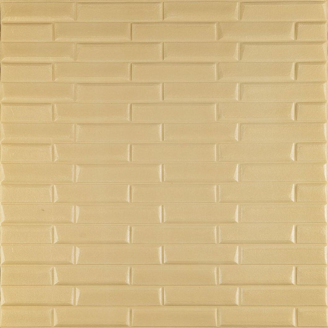 Панель стінова самоклеюча декоративна 3D жовто-пісочна кладка 770х700х7 мм (032), Бежевий, Бежевий