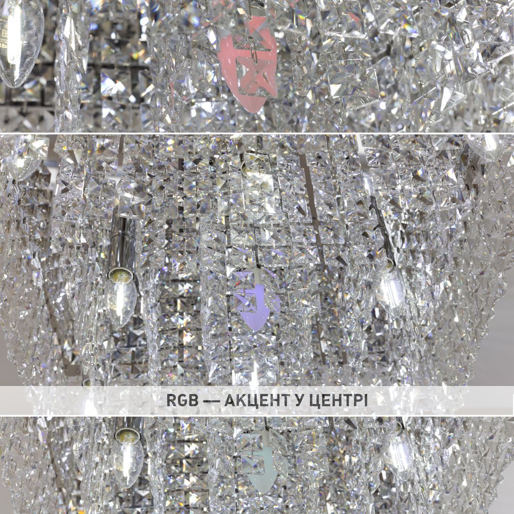 Люстра KRYSTAL 9xE14 S 500x500x170 CHROME-230-IP20, Хром