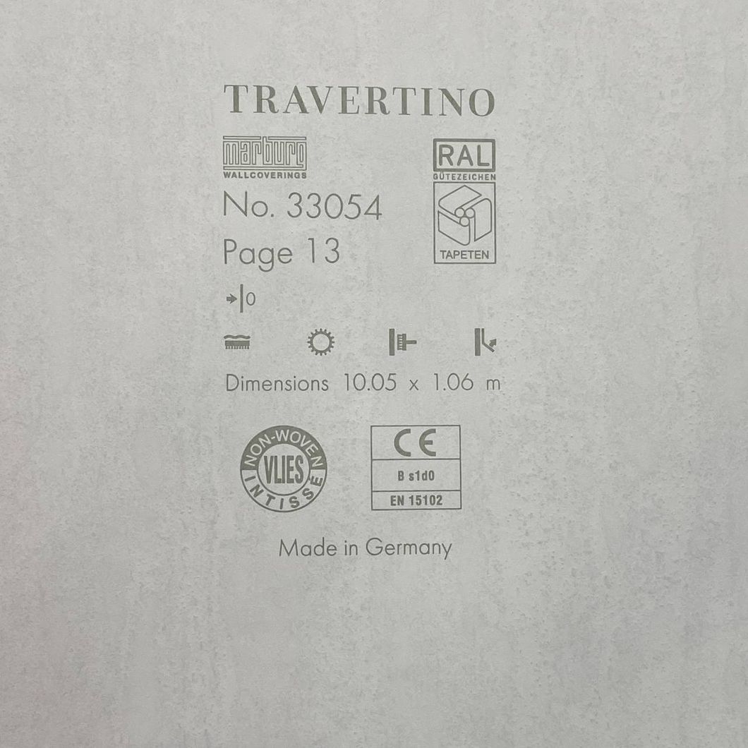 Обои виниловые на флизелиновой основе темно-серый Marburg Wallcoverings Travertino 1,06 х 10,05м (33054)