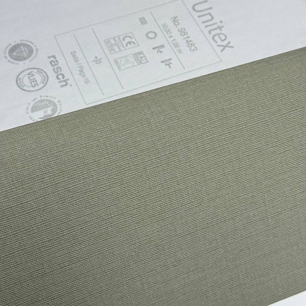 Шпалери вінілові на флізеліновій основі Rasch Unitex зелені 1,06 х 10,05м (981490)