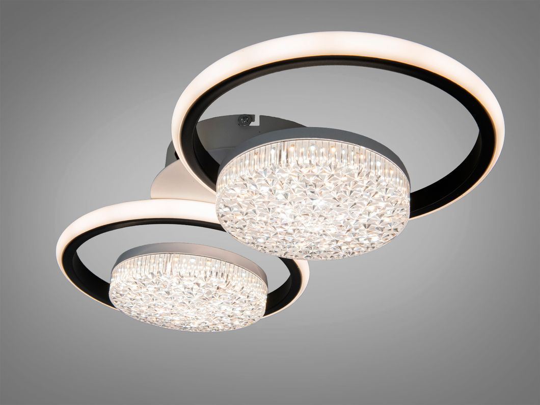 Люстра LED кольца белая черная 58W диммер 2+2