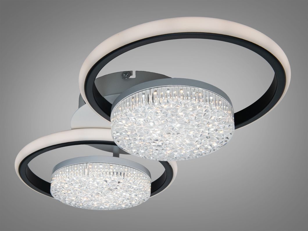 Люстра LED кольца белая черная 58W диммер 2+2