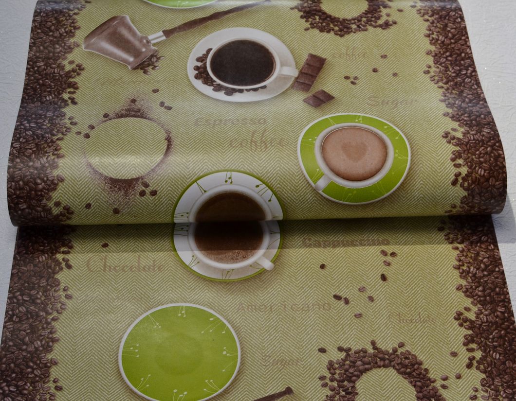 Обои влагостойкие на бумажной основе Шарм Либерика декор зелёный 0,53 х 10,05м (163-03)