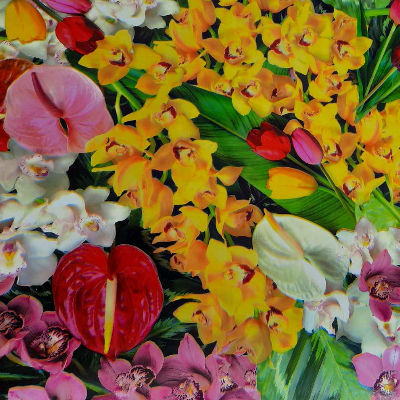 Клейонка на стіл ПВХ на основі Асорті квітів різнокольоровий 1,4 х 1м (100-243), Разноцветный, Різнокольоровий