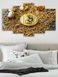 Модульная картина большая в гостиную/спальню для интерьера "Золотой биткоин" 5 частей 80 x 140 см (MK50061)