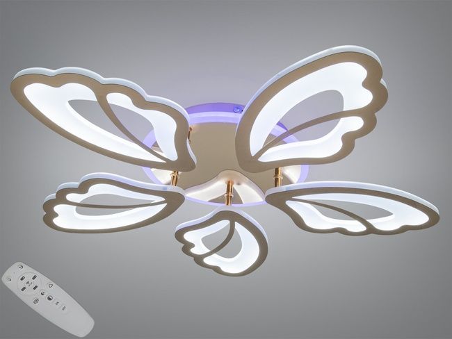 Стельова LED люстра квітка біла 80Вт пульт