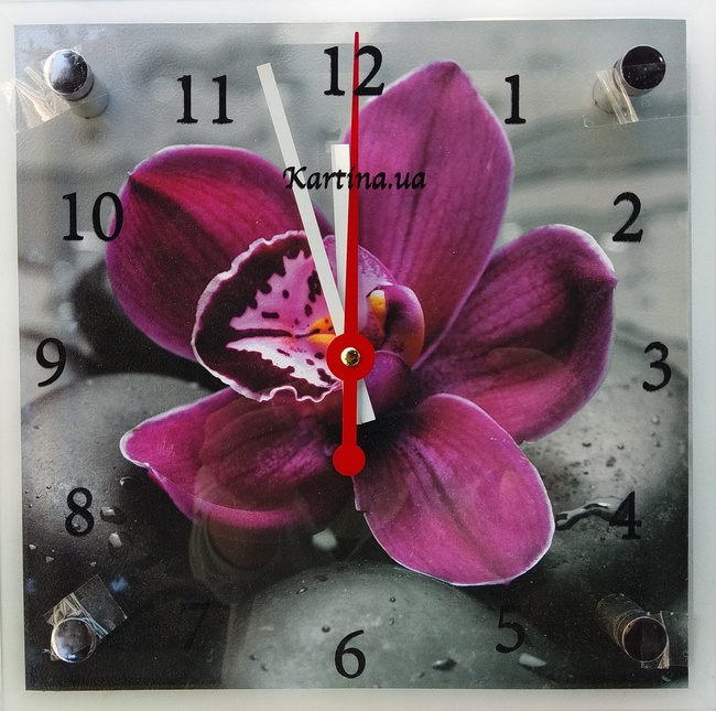 Годинник-картина під склом Орхідея 25 см x 25 см (4350 - 22 - 15)