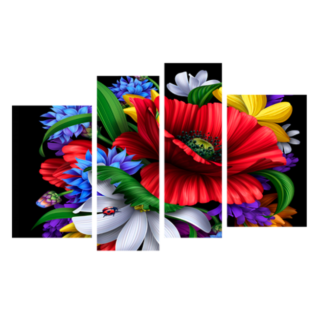 Картина модульна 4 частини Квіти 80 х 120 см (8358-А2)