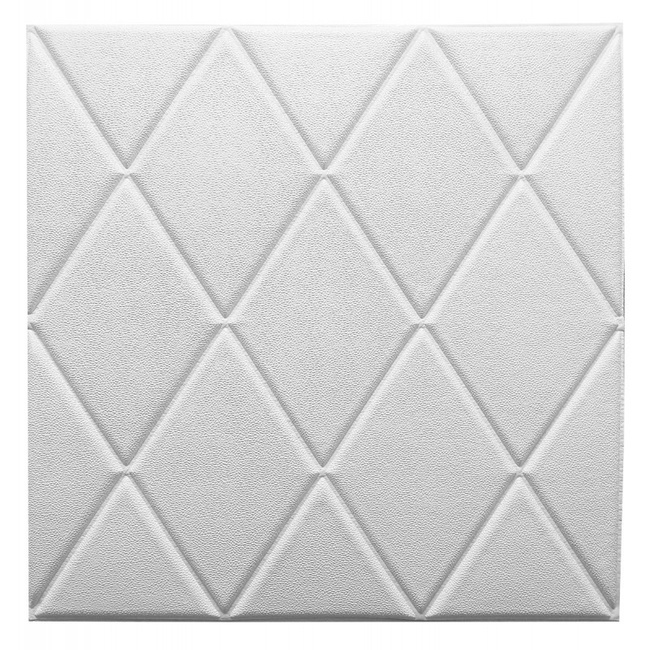 Самоклеющаяся декоративная потолочно-стеновая 3D панель 700x700х7мм (162), Белый, Белый