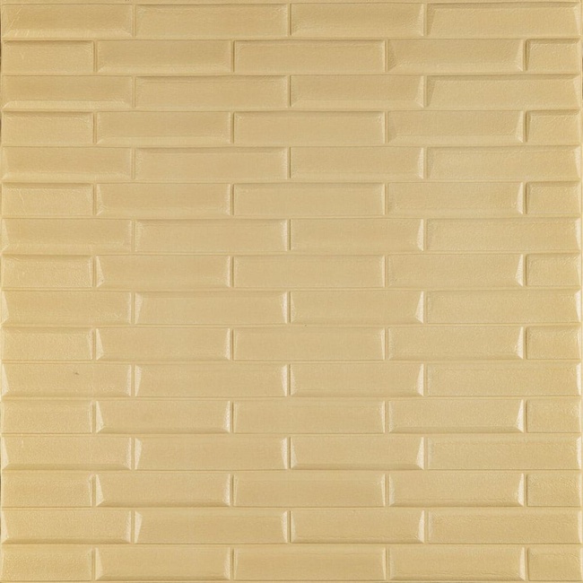 Панель стінова самоклеюча декоративна 3D жовто-пісочна кладка 770х700х7 мм (032), Бежевий, Бежевий
