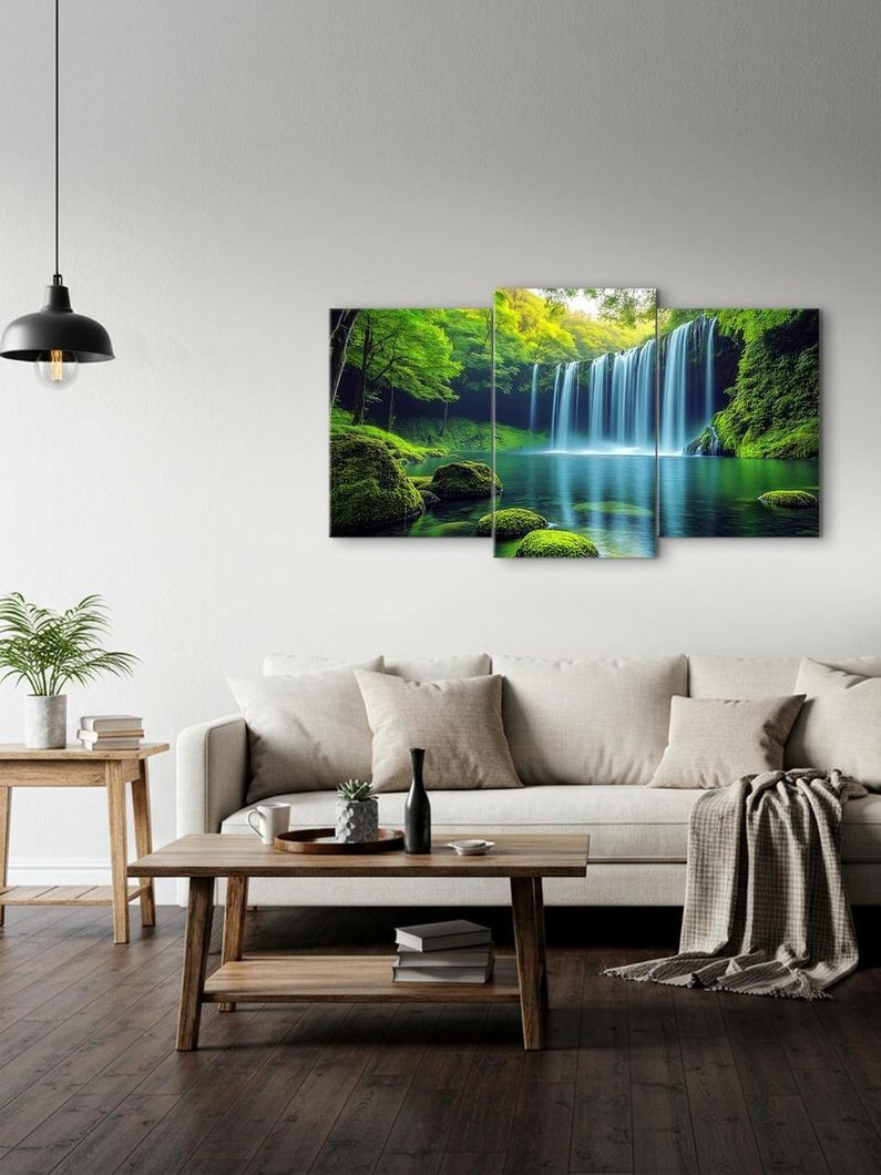 Модульная картина MAKO " Свежесть водопада" 53x100 см MК30536